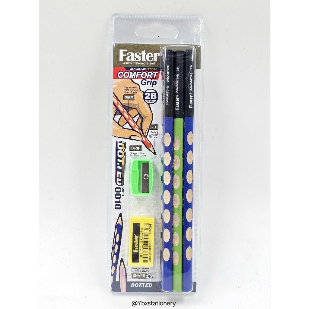 FASTER Comfort Grip 2B Pencil Pensel Dotted Triangle Shape BCP-WP-0010-6