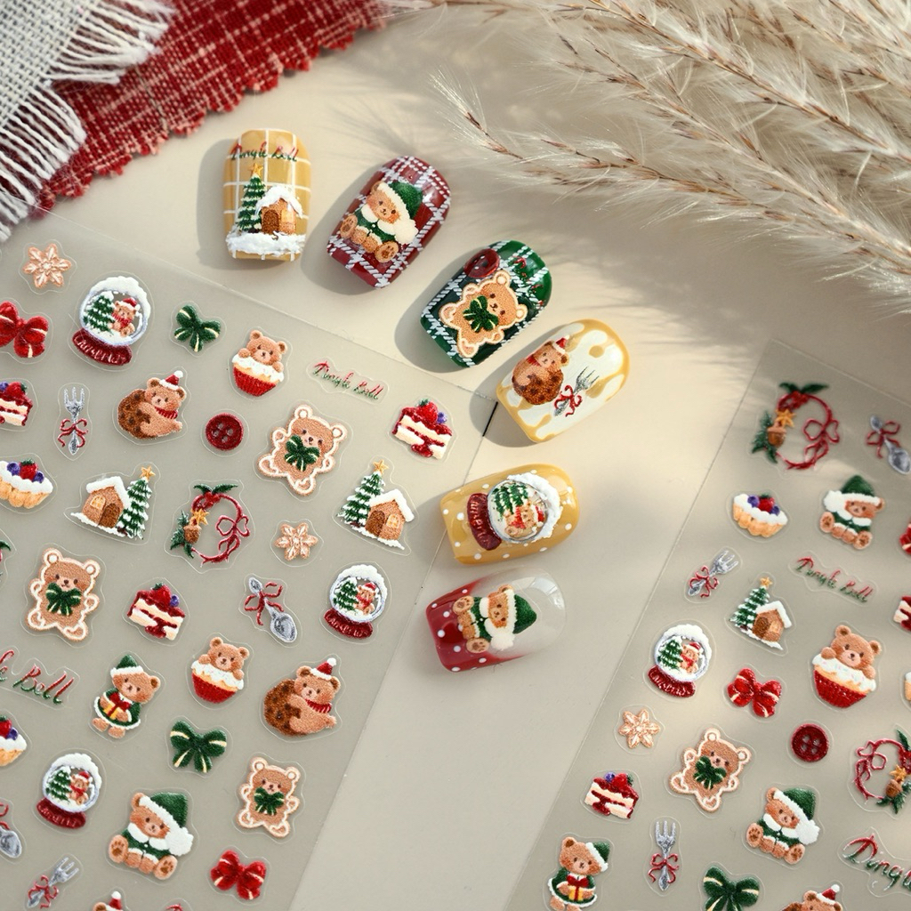 TS-4186 สติ๊กเกอร์เล็บออกแบบคริสต์มาส 5D