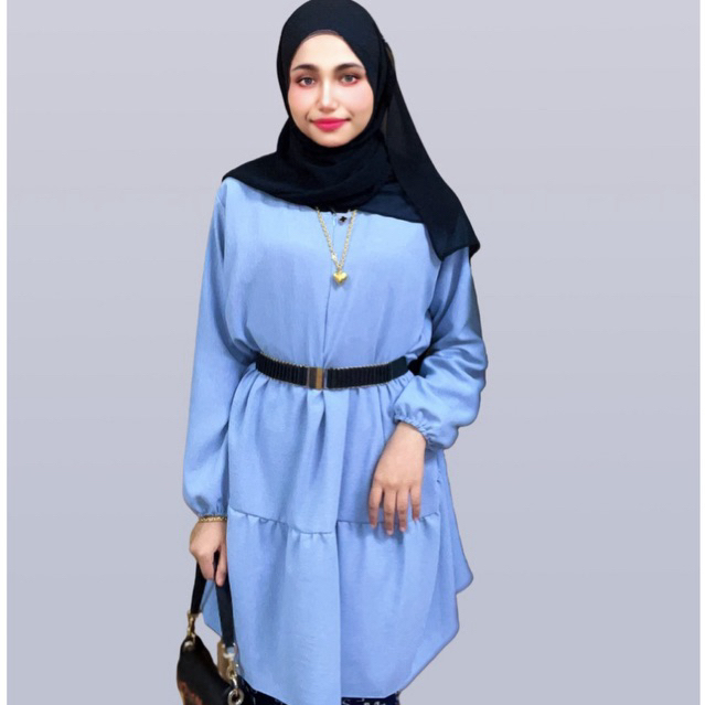BLOUSE AURA RUFFLE SIZE S-7XL ada zip & getah di lengan ironless