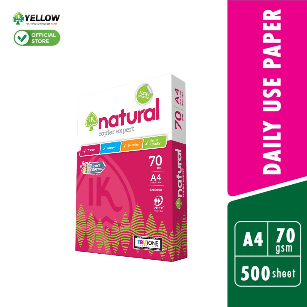 IK Natural 500s 70gsm A4 Paper 1 Ream (500 แผ่น/แผ่น)
