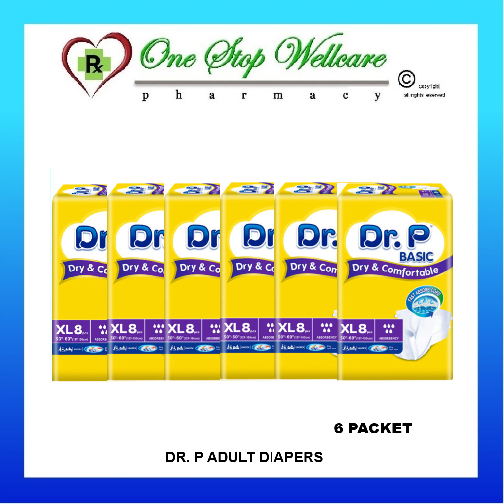 DR.P LAMPIN PAKAI BUANG DEWASA (SAIZ XL) 9 PAKET (6 PEK) / DR.P ADULT DIAPERS (XL) 9S (6 ซอง)