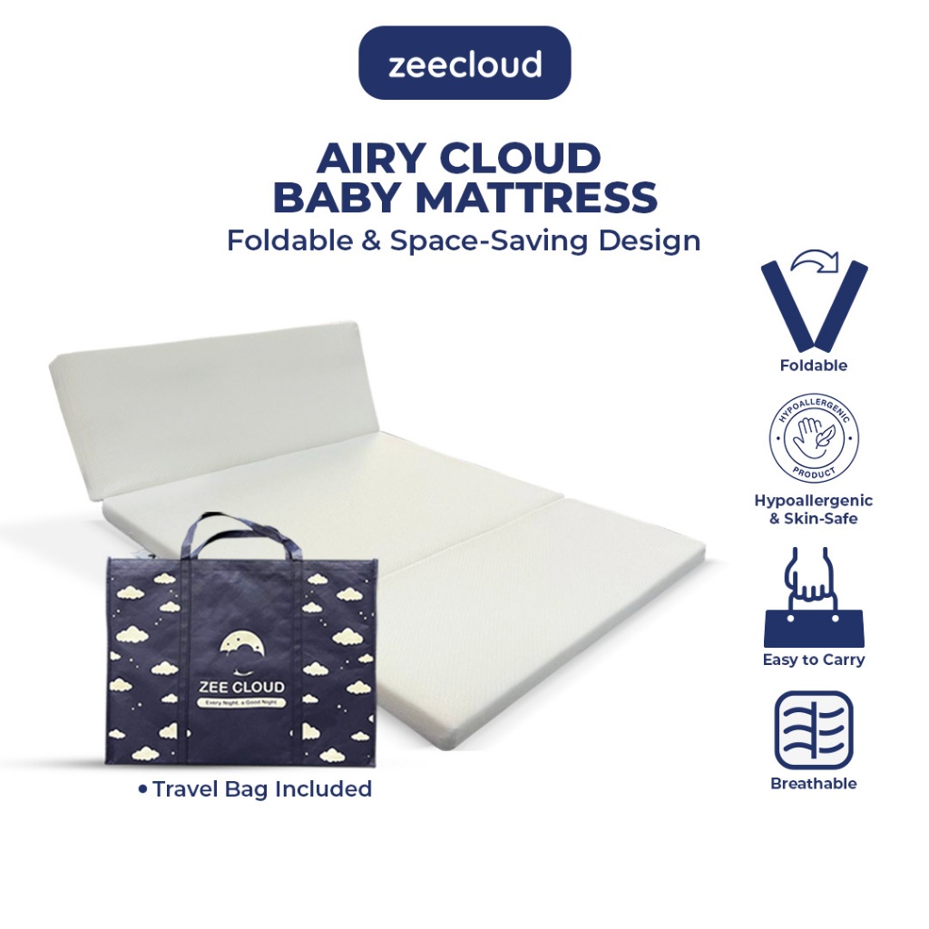 ซีโคลุด® ที่นอน Airy Cloud –พับได้/น้ําหนักเบาและเป็นมิตรกับการเดินทางสําหรับ Playpen 96 ซม. x 64 ซม