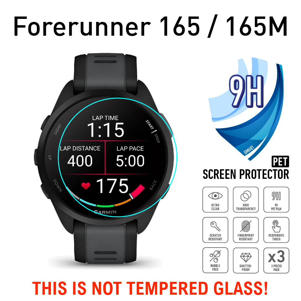 9H PET 0.3 มม.การดูดซึมช็อกป้องกันหน้าจอสําหรับผู้เบิกทาง Garmin 35 45 55 165 165M 225 235 245 245M 