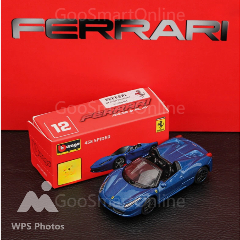Bburago 1:64 Ferrari 458 Spider Diecast Metal Model ใหม่ในกล่อง