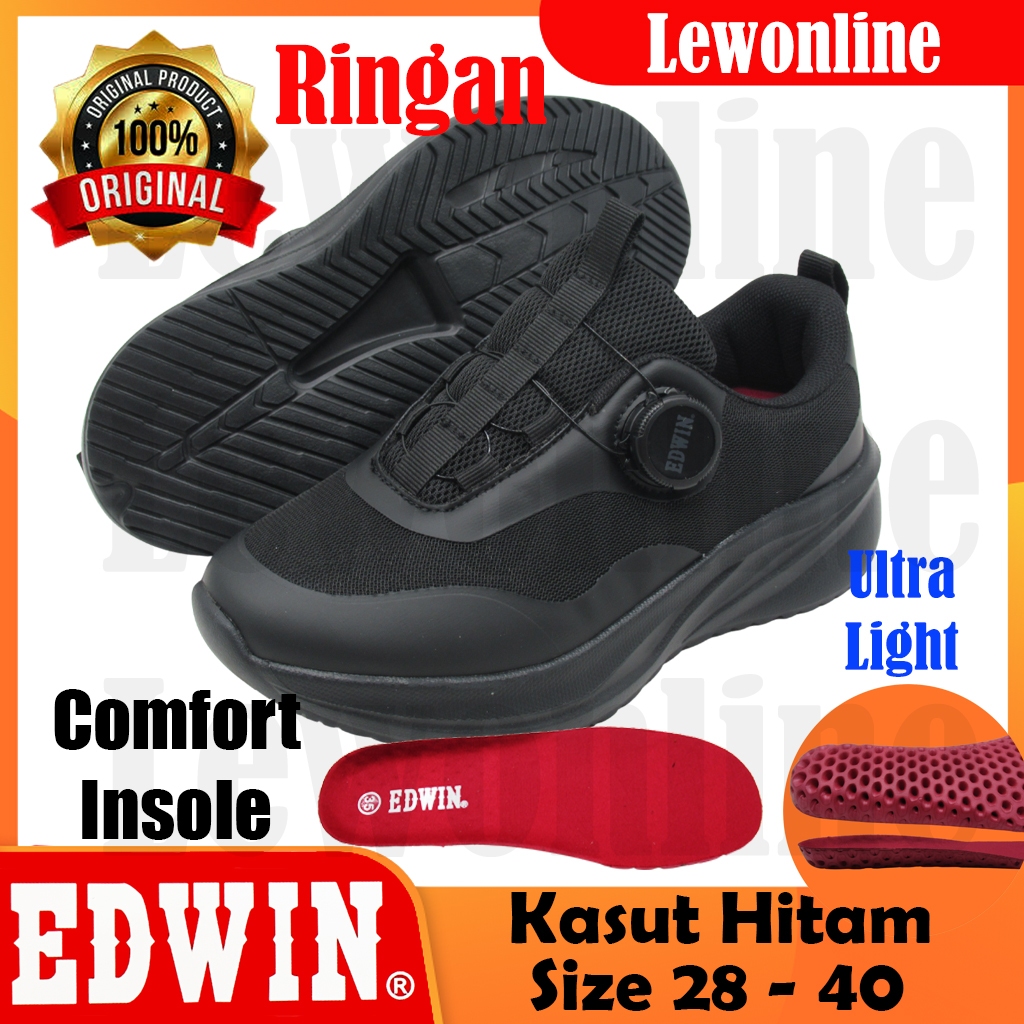 EDWIN ULTRALIGHT ตาข่าย PRIMRY ROTATE ปุ่ม SCHOOL รองเท้า EW3046 รองเท้า KASUT SEKOLAH RINGAN EDWIN 