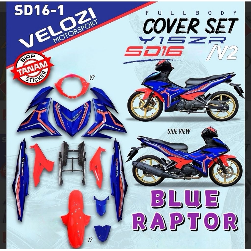 COVERSET Y15ZR V2 VELOZI BLUE RAPTOR BODY COVER SET CUSTOM Y15 ZR
