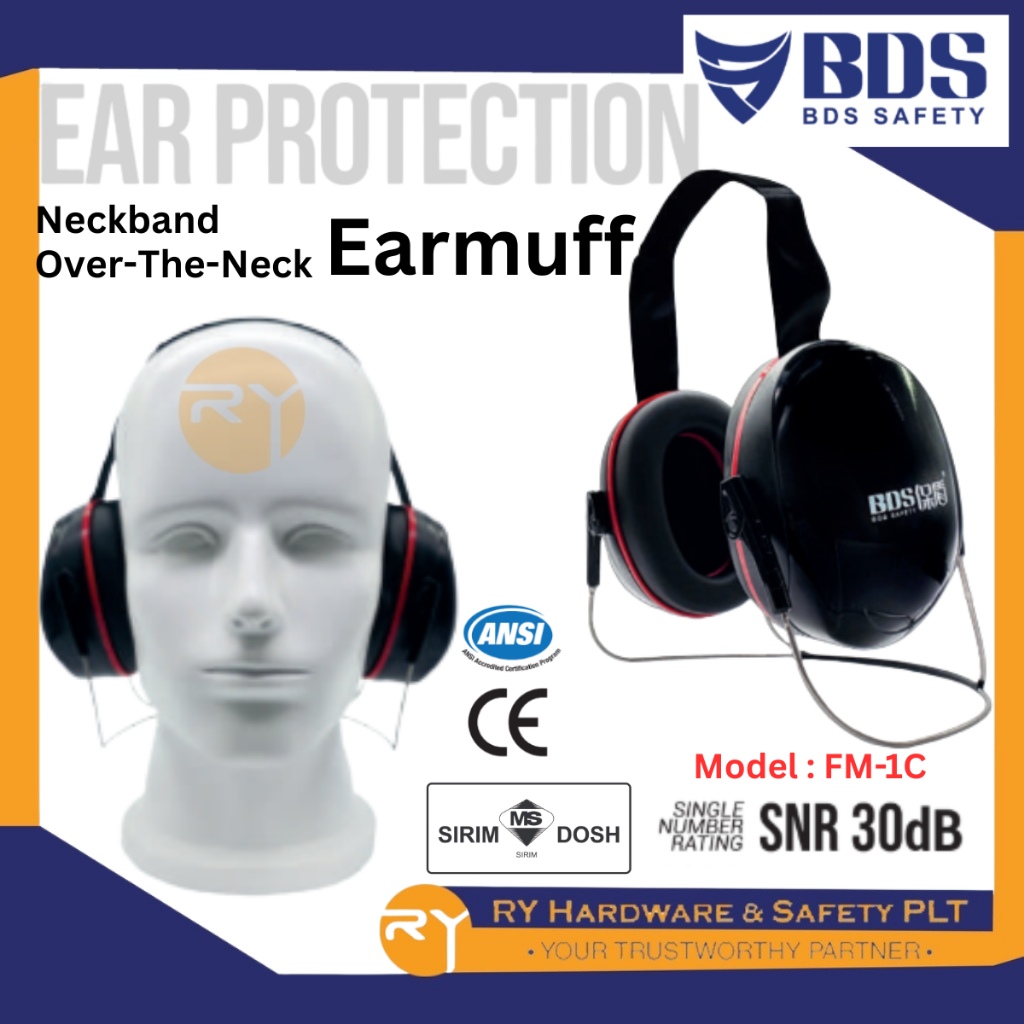 [SIRIM DOSH] BDS FM-1C สายคล้องคอ Over-The-คอความปลอดภัย Earmuff ป้องกันหู Earmuff สําหรับหมวกกันน็อ