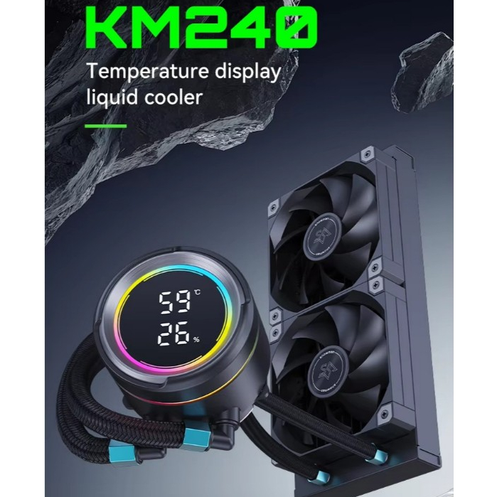 Snowman KM240 / KM Digital CPU Aio Cooler 240mm / 360mm สีดํา ( 5V ARGB ) หม้อน้ําเหลว