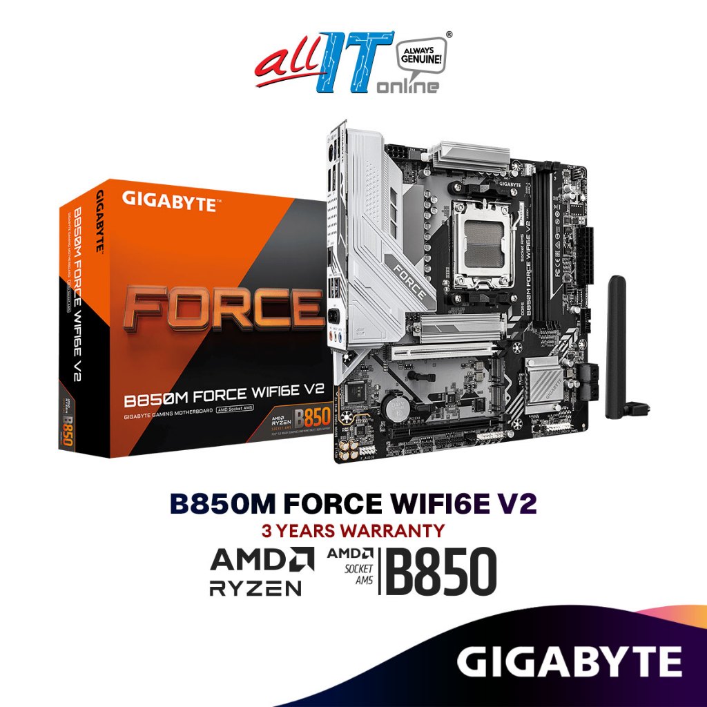 GIGABYTE B850M FORCE WIFI6E V2 Micro ATX (mATX) เมนบอร์ดสําหรับเล่นเกม AMD AM5 ซ็อกเก็ต