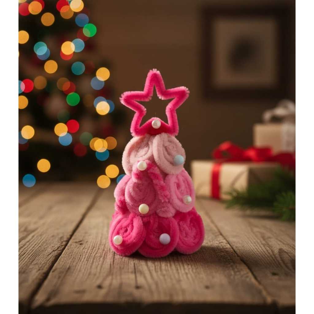 Pink Christmas Tree Pipe Cleaners 可爱粉色圣诞树扭扭棒 [ Local Seller ]