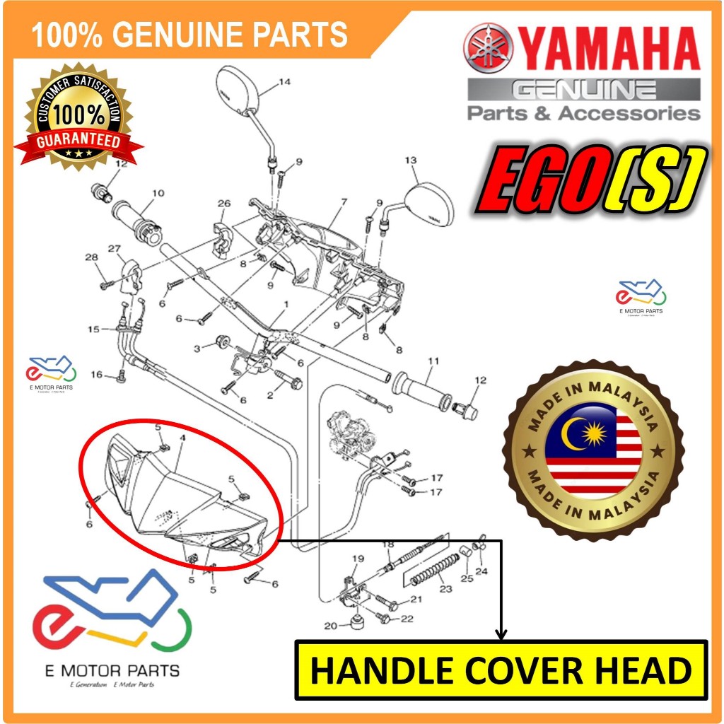 EGO(S) HANDLE COVER HEAD EGOS KEPALA COVER HANDLE COVER UPPER - 10C-F6143-00-9X 2X 1X 3Y 2Y 0Y
