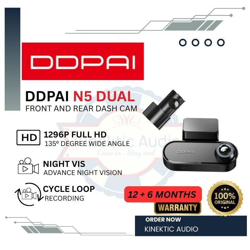 DDPAI N5 Dual 4K Ultra HD GPS บันทึกด้านหน้าและด้านหลัง Dash Cam Super Capacitor