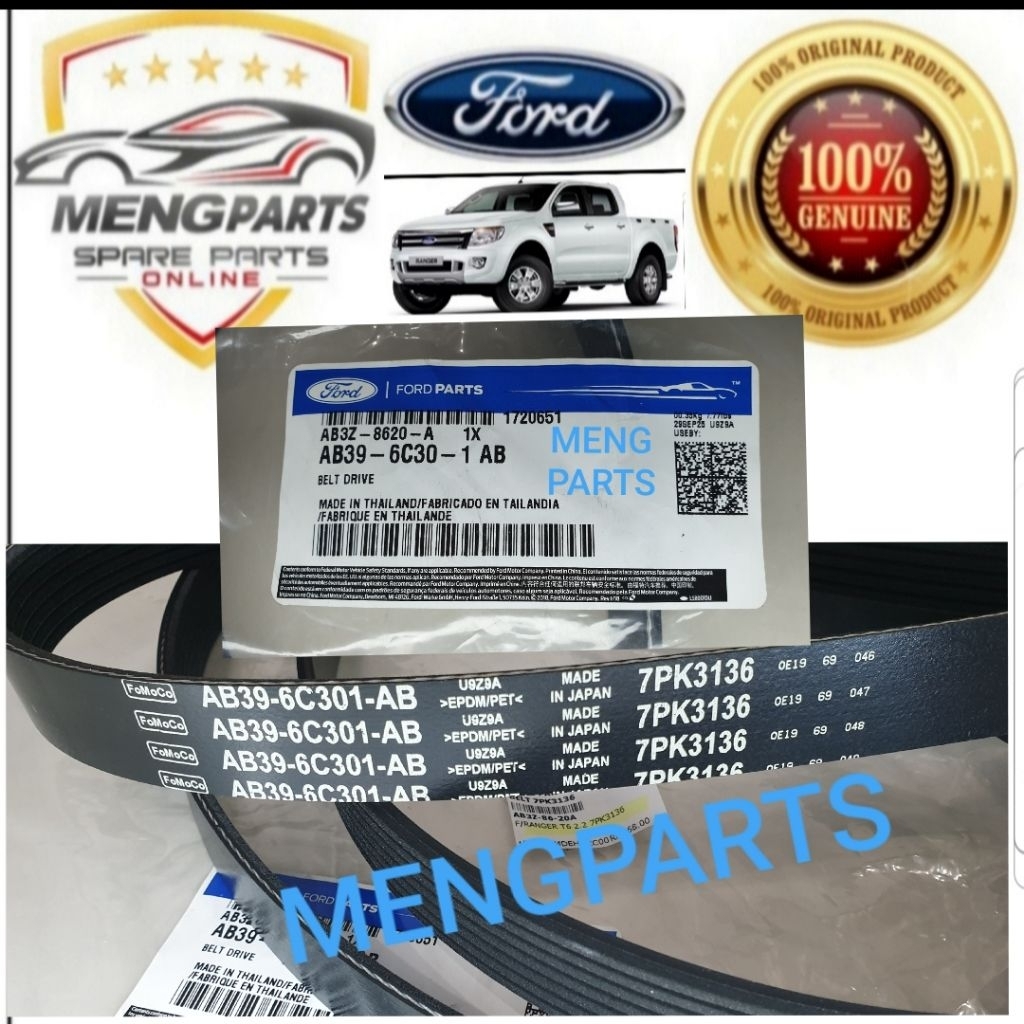 FORD RANGER T6 2.2 MADZA BT50 2.2 2012Y FAN BELT ,ALTERNATOR BELT 7PK3136 AB3Z-86-20A /AB39-6C-301AB