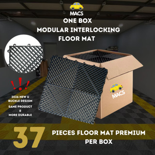 [37 PCS] MACS Heavy Duty Car Wash Mat (40 x 40 x 1.8cm) Swisstraxx and RaceDeck Style Design