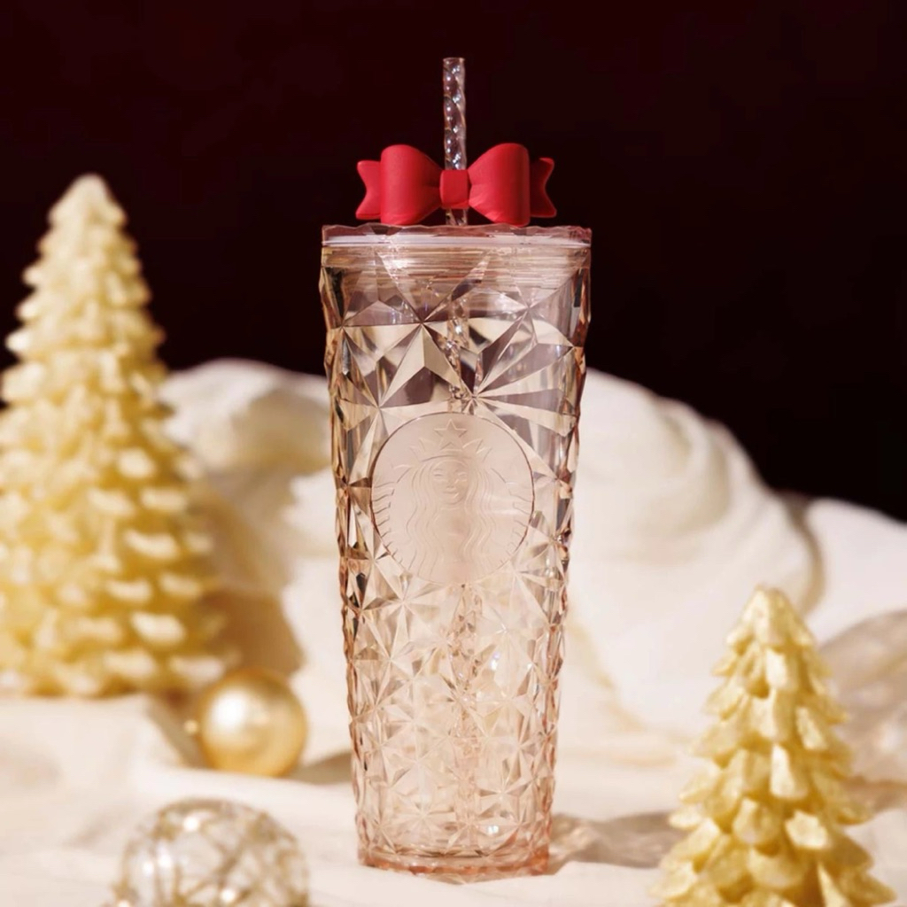 Starbucks Christmas Xmas 2025 Collection Cozy Luxury Cold Cup with Ribbon Topper 710ml 国星巴克圣节吸管杯