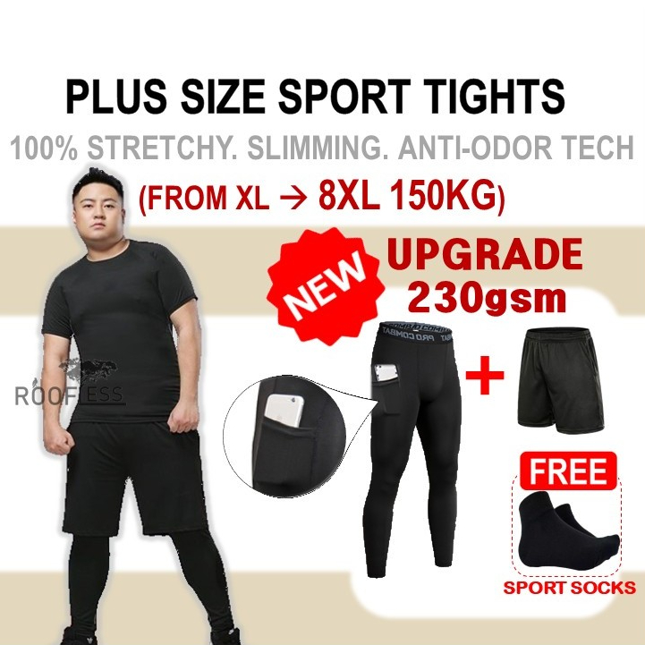 ROOFLESS Tight Lelaki Plus Size Pro Combat Tight Pant Man Plus Size Seluar Jogging Lelaki กางเกงวิ่ง