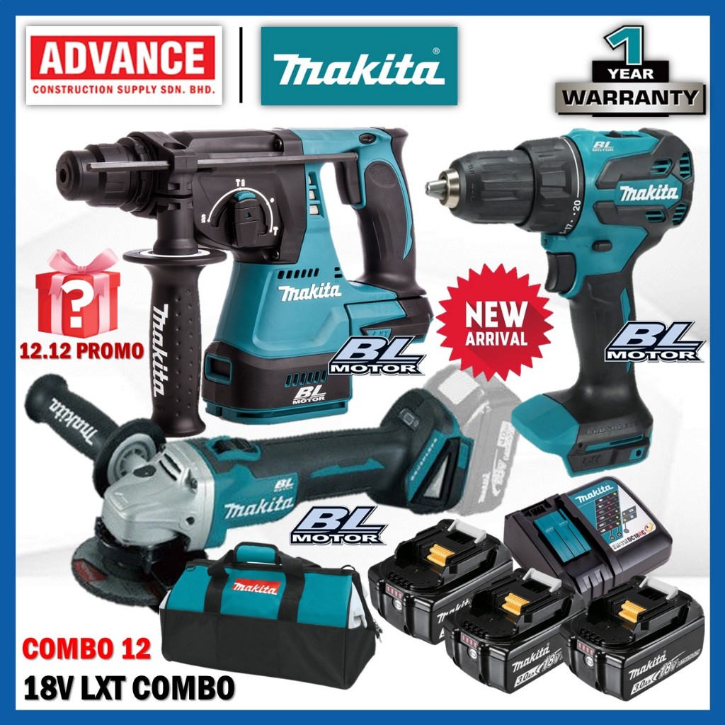 🔥05.05 MAKITA 18V Wireless Combo ( DHR242Z ค้อนรวม / สว่านเจาะกระแทก DHP490Z / เครื่องเจียรมุม DGA40