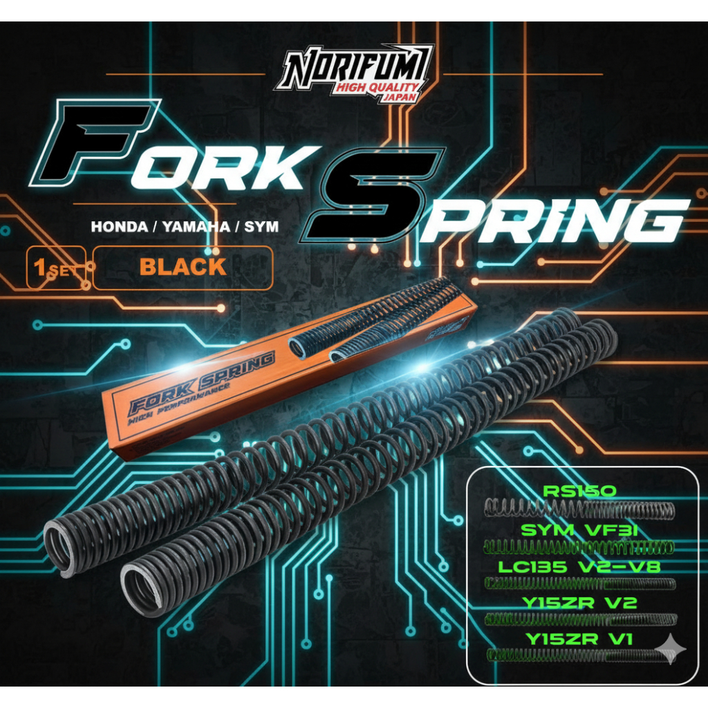 FORK SPRING NORIFUMI Y15 V1 V2 NVX V1 V2 LC135 V1 LC135 V2 - V8 Y16 SYM VF3I สีดํา
