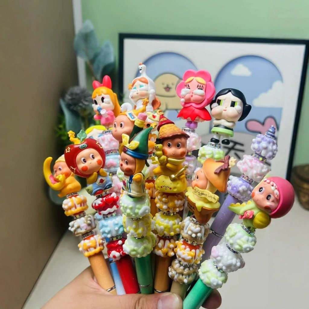 Zsiga Twinkle-Twinkle Pop ลูกปัดปากกาปากกา Manik 粒笔 Popmart Labubu Dimoo Hirono Molly ปากกาน่ารักปาก