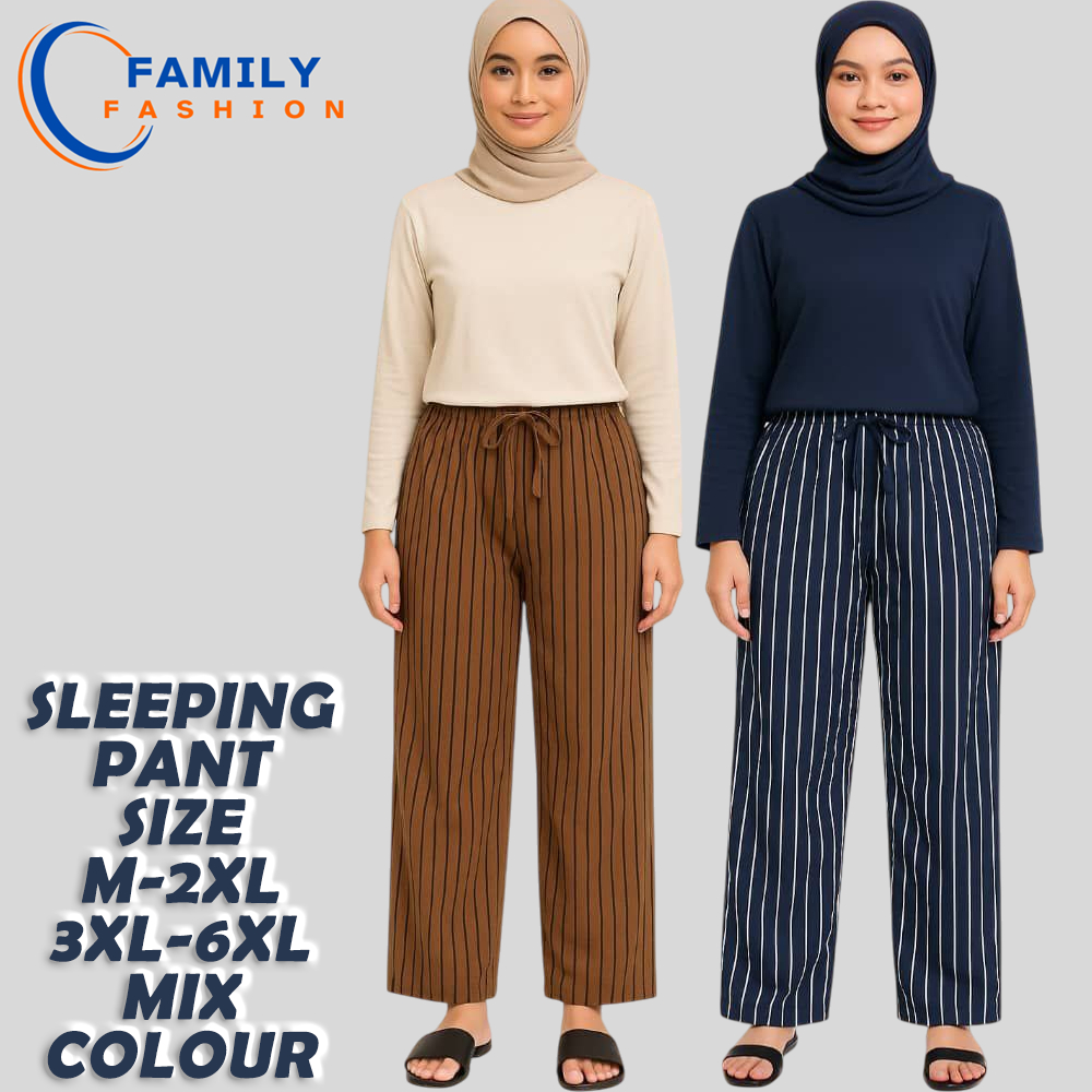 SLEEPING PANT STRIP/PLAIN/PRINTED COTTON 100% (SIZE M ถึง 6XL)