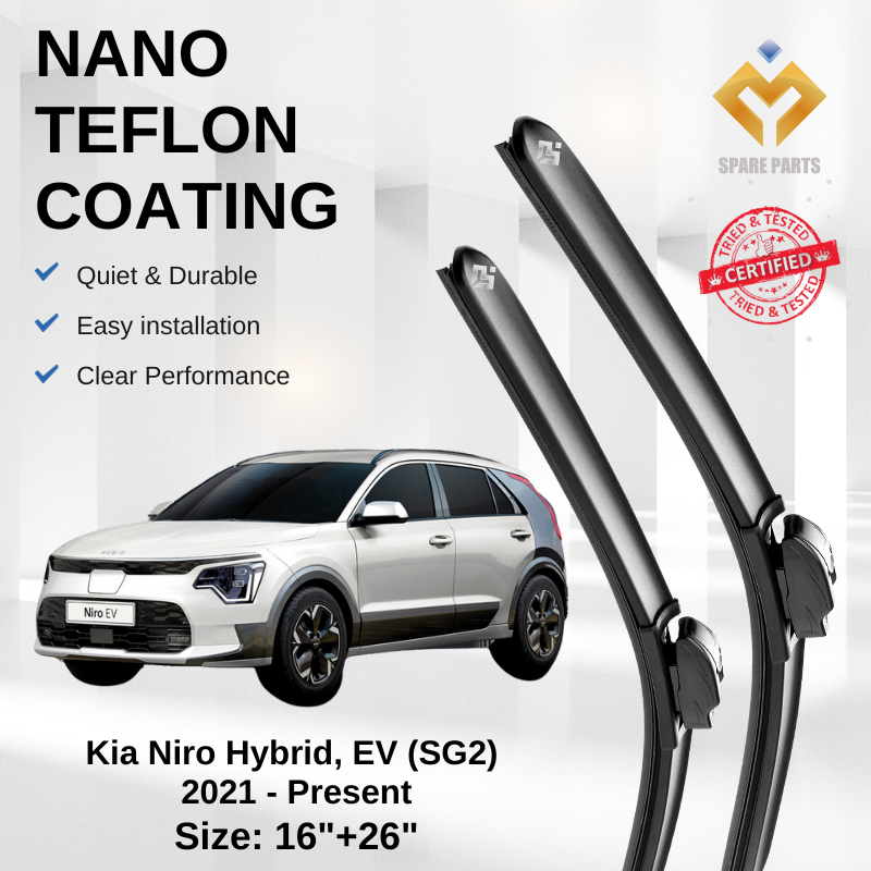 Kia Niro Hybrid EV (SG2) 2021 Premium Japan Tech ใบปัดน้ําฝนรถยนต์ 16+26 | ไร้ริ้ว ทนทาน ติดตั้งง่าย