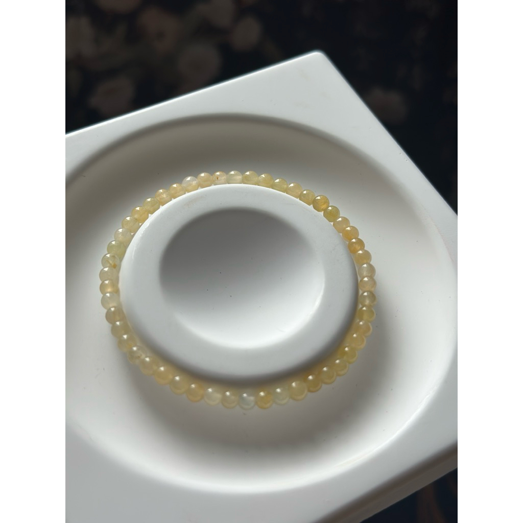 [Myanmar ธรรมชาติสินค้าหยก] การ์ด 3.6 Jadeite Milky Yellow Series Xiaomi Bead String 3.6mm Natural S
