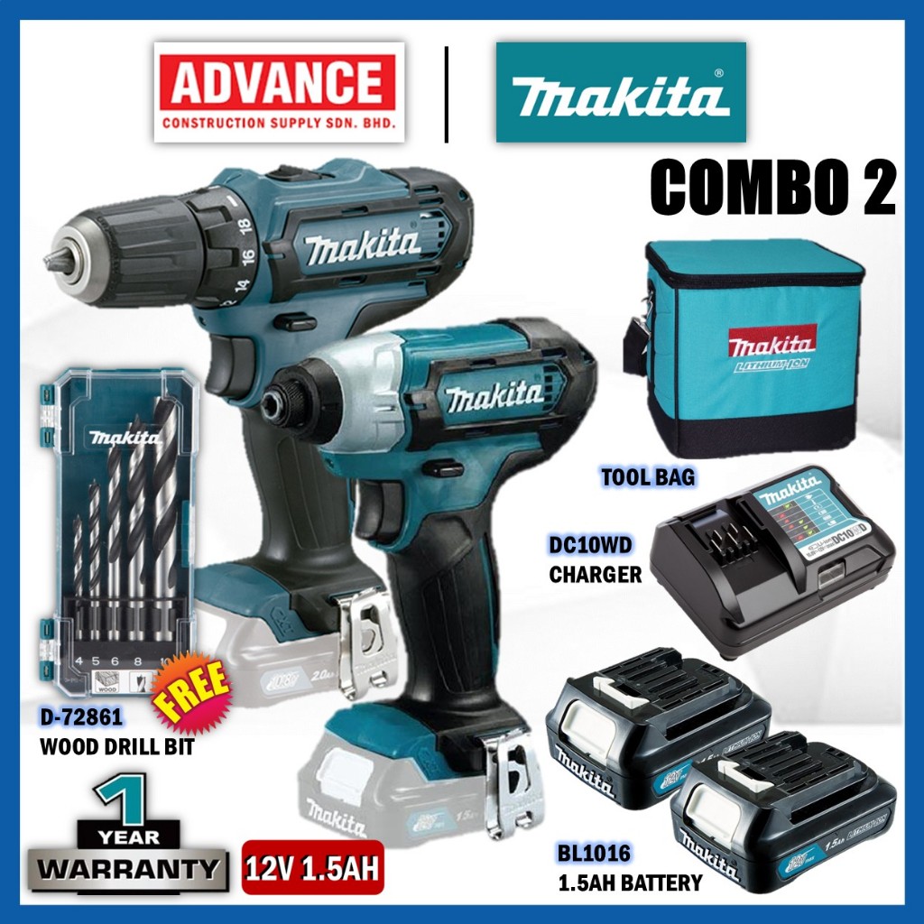 🔥03.03 MAKITA 12Vmax Wireless Combo RM799 ( DF333DWYE เจาะ & DF031DZ สว่านกระแทก / TD110DZ ไดร์เวอร์
