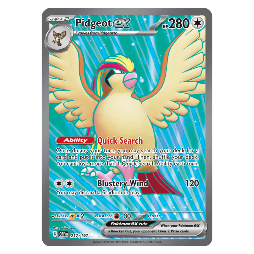 Pidgeot Ex 217/197 [OBF] การ์ดโปเกมอน Obsidian Flame
