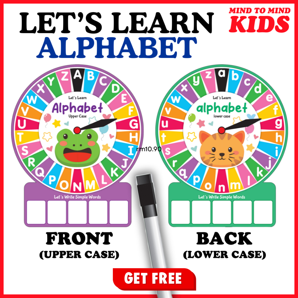 [MIND TO MIND KIDS] LETS LEARN ALPHABET - UPPER CASE & LOWER CASE (ฟรี MARKER PEN) INTERACTIVE SPIN 