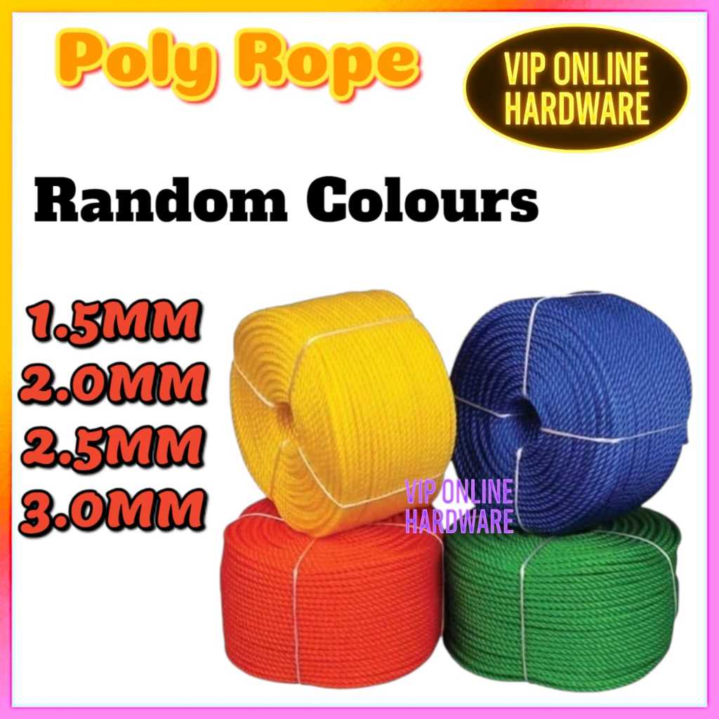 Polyethylene Nylon Rope Monofilament Rope Tali PP PE Poly Rope 1.5MM/2.0MM/2.5MM/3.0MMRANROM สี