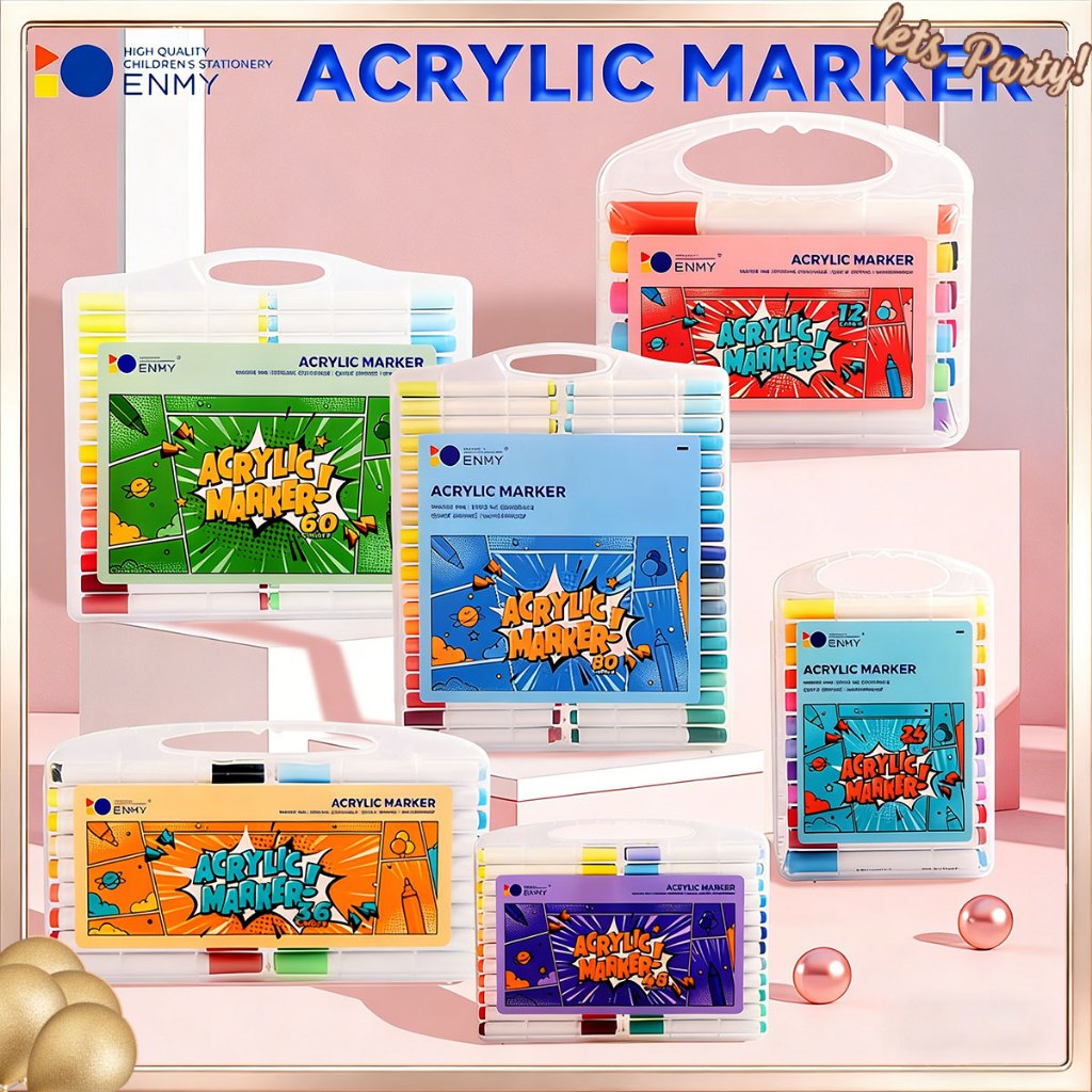 ENMY 12-80 NCS Certified เครื่องหมายอะคริลิคล้างทําความสะอาดได้ Water-Based Art ปากกาสําหรับเด็กเครื่องเขียนโรงเรียน
