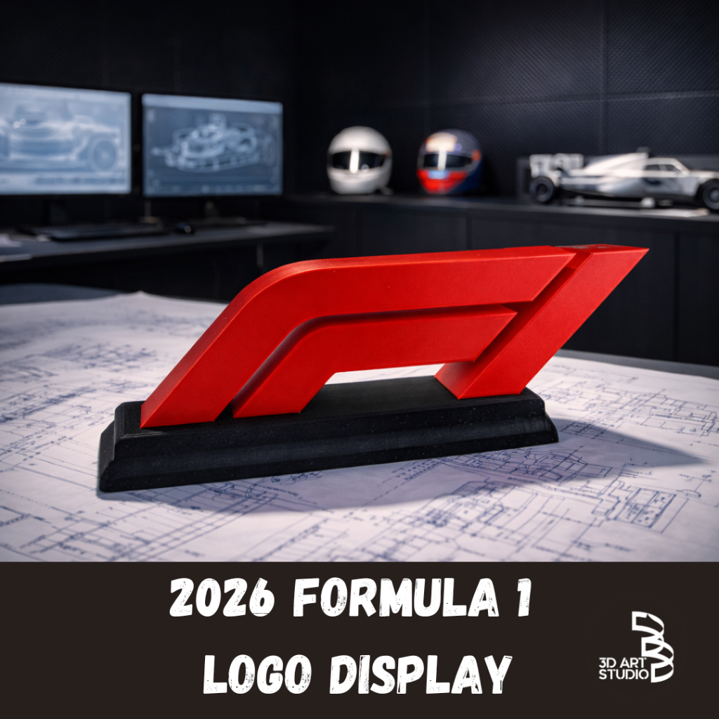 3D พิมพ์สูตร 1 โลโก้ F1 Racing Desk Decor Motorsport พัดลมสะสม Home & Office ตกแต่ง