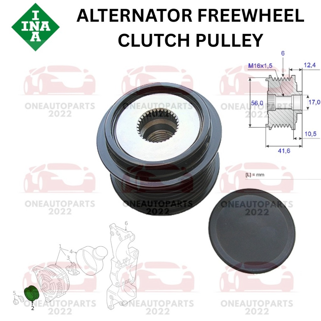 INA ALTERNATOR FREEWHEEL CLUTCH PULLEY AUDI S3 (8V_) A4 B8 1.8 2.0 (8K2) A5 (8T0) Q3 (8UB) 0