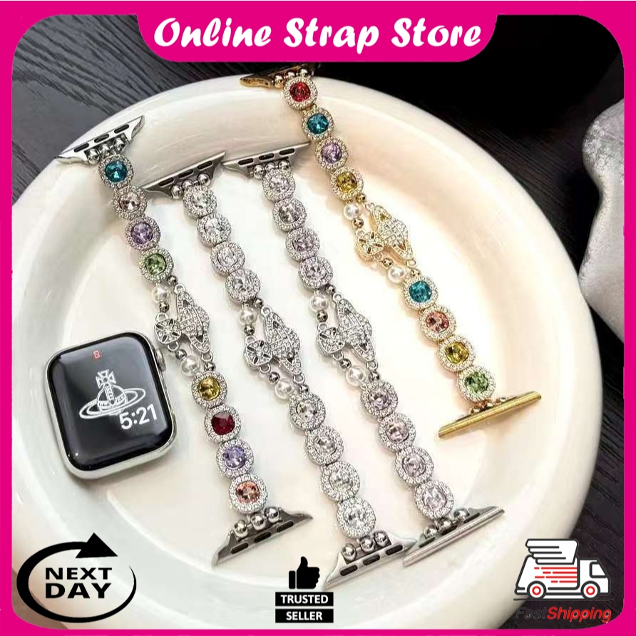 สายเพชรทรงกลมสําหรับ iWatch 38-40-41-S10/S11 42 มม. / 42-44-45-S10/S11 46-Ultra/Ultra 2/3 49 มม.