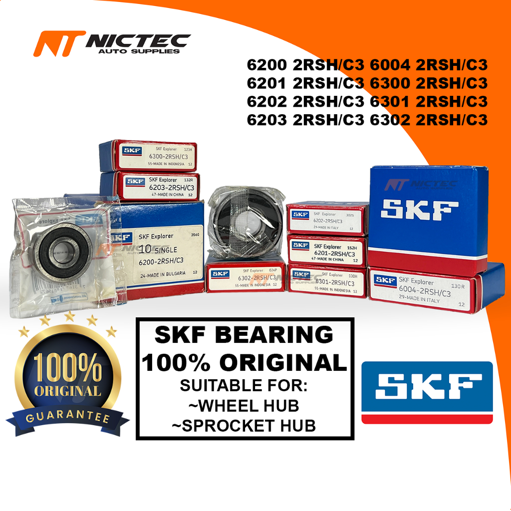 SKF BEARING 2RS C3 6004 6200 6201 6202 6203 6300 6301 6302 รถจักรยานยนต์ล้อ HUB BEARING SPROCKET HUB