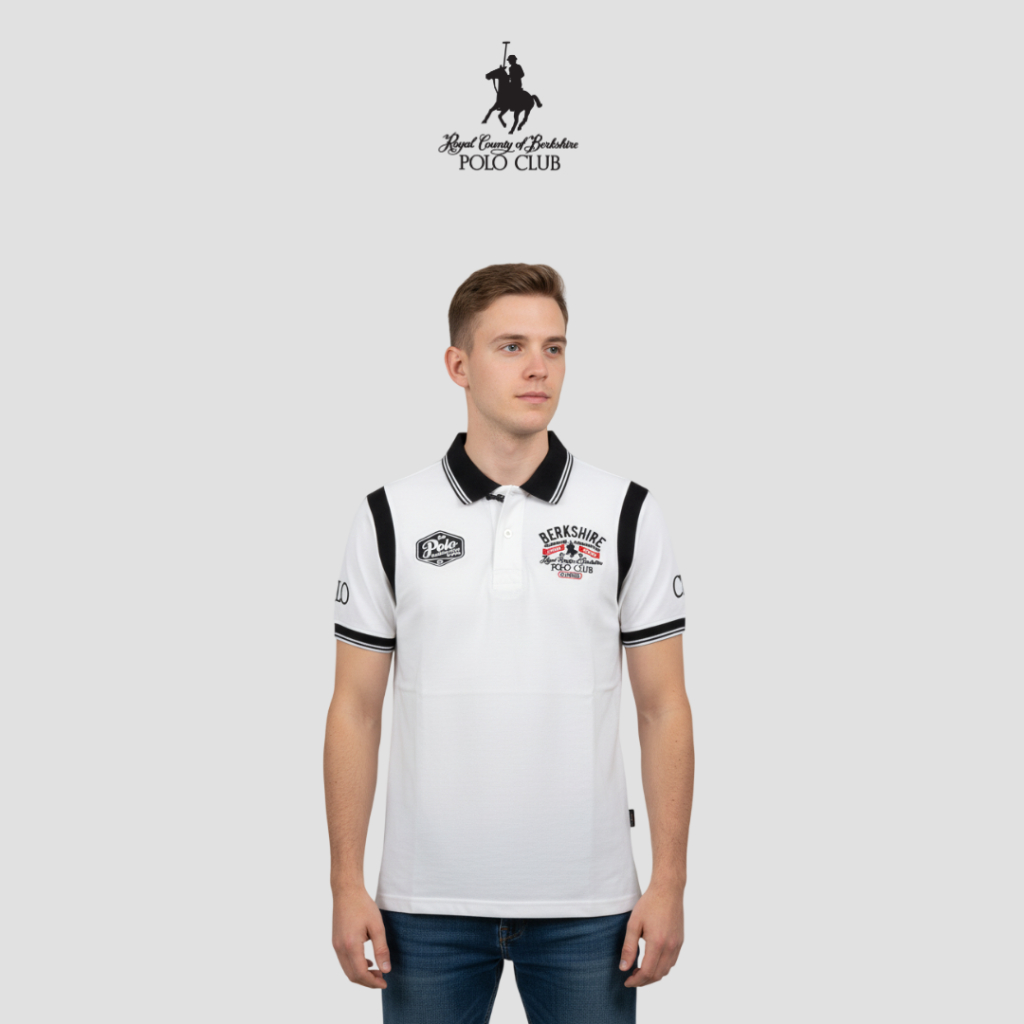 RCB Polo Club Men เสื้อโปโลปักแขนสั้นคอปก MTS61029 – สีขาว
