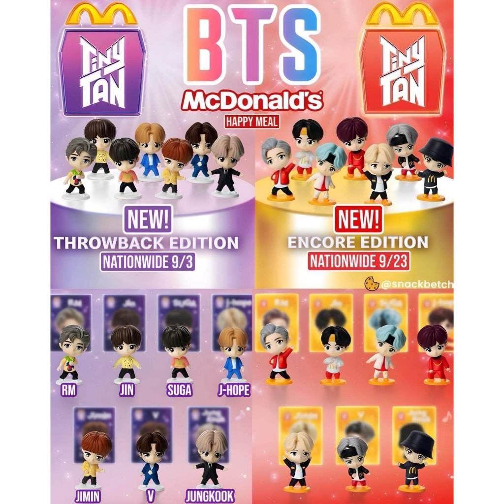 McDonald Happy Meal Toy Tiny Tan Encore Edition & Throwback Edition Figurine - Jung Kook, J-Hope