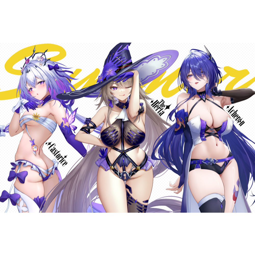 แผ่นรองเมาส์Summer Trio (Castofrice x Herta x Acheron) [xFate - Honkai: Star Rail]