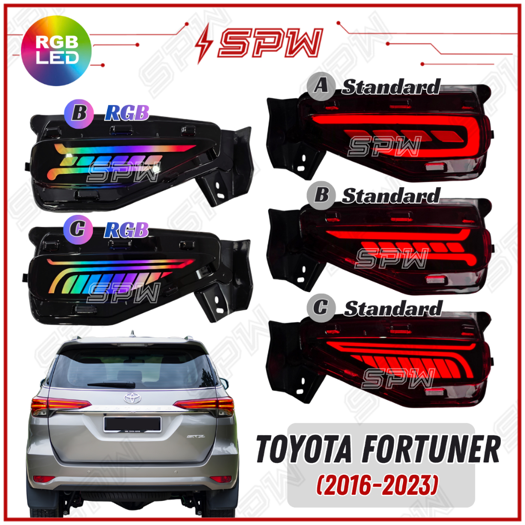Toyota Fortuner (2016-2023) RGB ด้านหลังกันชน Reflector LED ยินดีต้อนรับ Daylight Running Light Sequ