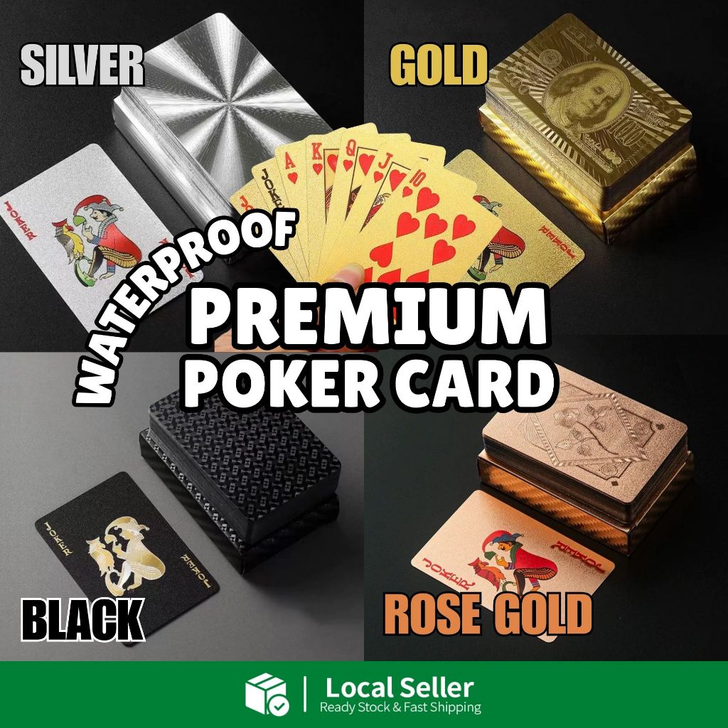 Premium Poker Card กันน้ําคุณภาพสูง Gold Poker Card การ์ดเล่นพลาสติก 克牌
