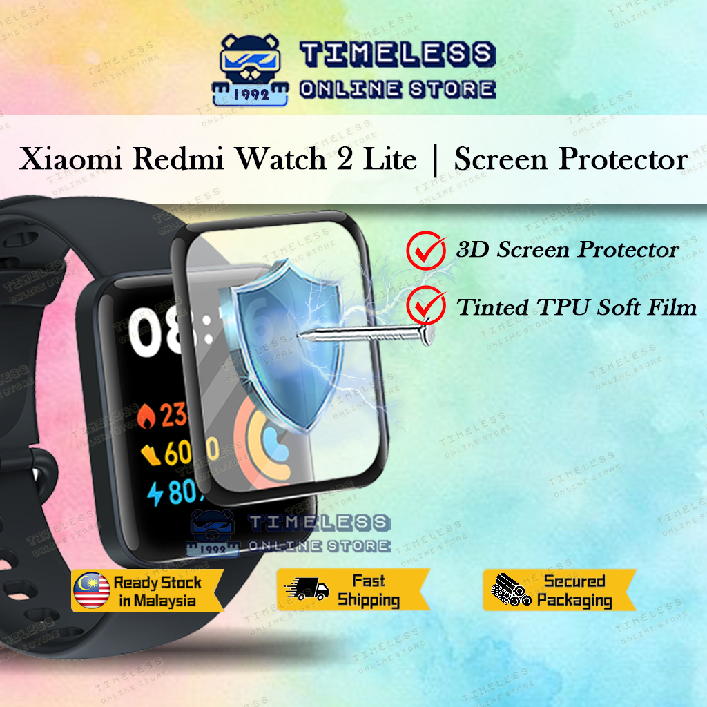 🇲🇾 ตัวป้องกันหน้าจอสําหรับ Xiaomi Redmi Watch 2 Lite, 3D (PMMA) Full Cover & Tinted TPU (ฟิล์มนุ่ม),