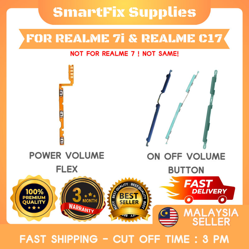 เข้ากันได้กับ REALME 7I/ C17 เปิดไฟ + ปริมาณริบบิ้น Flex Cable ปุ่มบนปุ่ม Off & Volume