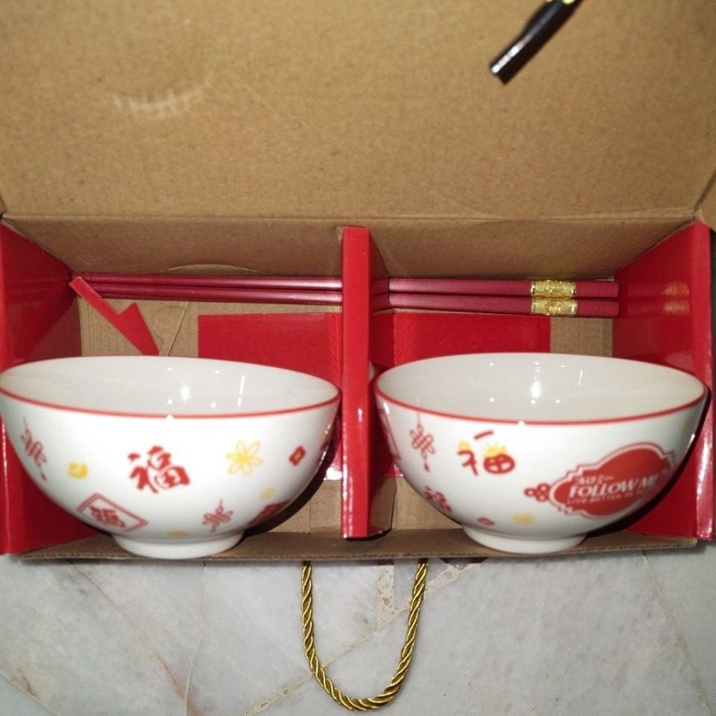 Limited Edition Follow Me Bowl +ชุดตะเกียบ 2 คู่ ภาชนะบรรจุแก้ว Extreme