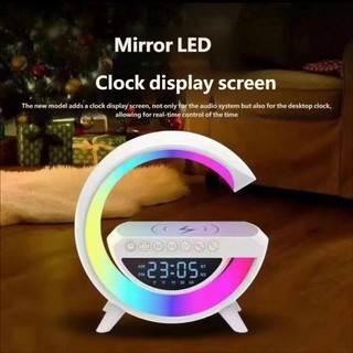 4-in-1 Mini Bluetooth Speaker Ambient Light Alarm Clock Wireless ChargingPortable Multifunction