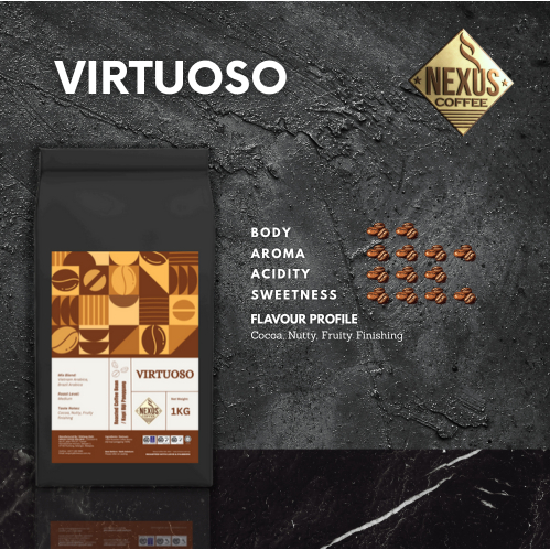 Nexus Coffee Virtuoso Coffee Beans 250g 500g 1KG Espresso Blend Medium Roast HomeBlend