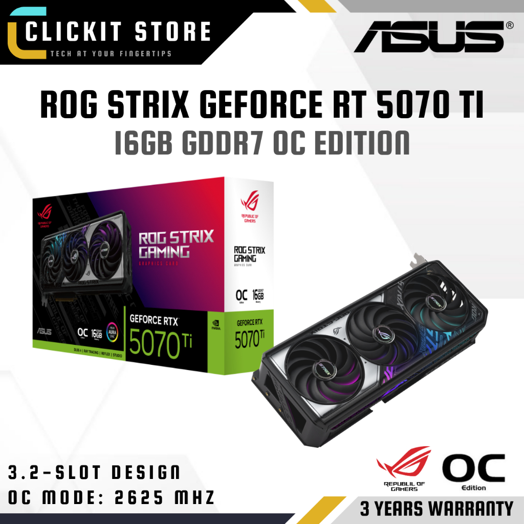 กราฟิกการ์ด ASUS ROG Strix GeForce RTXTM 5070 Ti 16GB GDDR7 OC Edition | ROG-ST-RTX5070TI-O16G