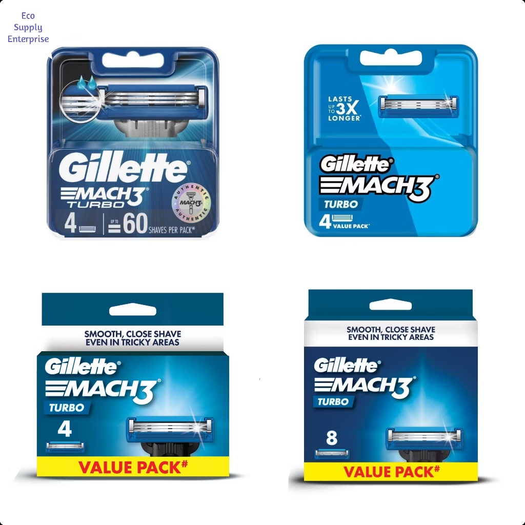 Gillette Mach 3 Turbo Razor Cartridges 4s / Gillette Mach 3+ ตลับ 6s