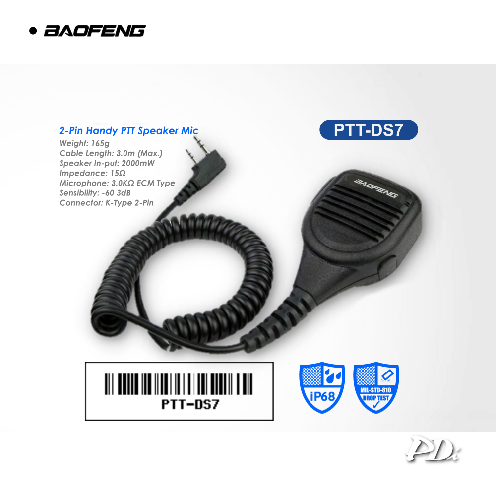 Baofeng 2-Pin Handy PTT Shoulder Speaker Mic PTT