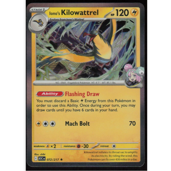 Ionos Kilowattrel 072/217 Holo: Ascended Heroes Pokemon TCG