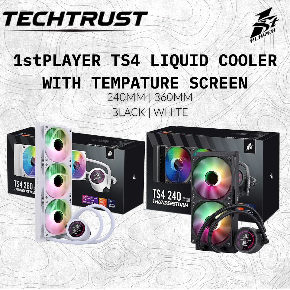[ 1ST PLAYER TS4 AIO Liquid Cooler ] 240 มม. / 360 มม. แสดงอุณหภูมิ LCD สีดํา / สีขาว